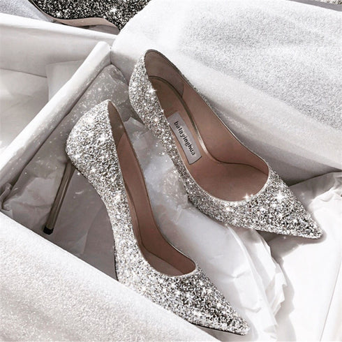 Spring And Autumn Wedding Shoes, Female Bridal Shoes, Not Tired, Crystal Shoes, New Wedding Dress, High Heels, Stiletto Bridesmaid - ROUTINE FASHION