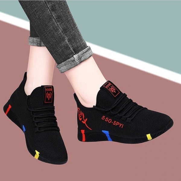 Breathable Women Tennis Shoes Outdoor Air Mesh Fitness Fabric Sock Sneakers - ROUTINE FASHION