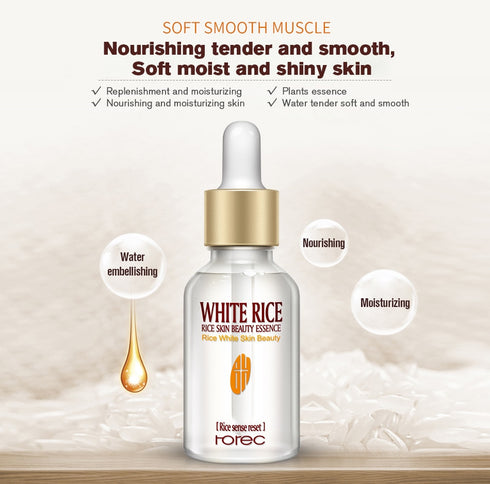 HOREC White Rice Whitening Serum Face Moisturizing Cream Anti Wrinkle Anti Aging Face Fine Lines Acne Treatment Skin Care 15ml - ROUTINE FASHION