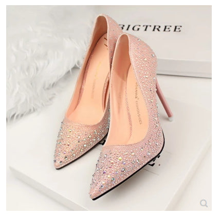 Spring High Heel Women's Wedding Shoes With Crystal Evening Dress Bridal Shoes - ROUTINE FASHION