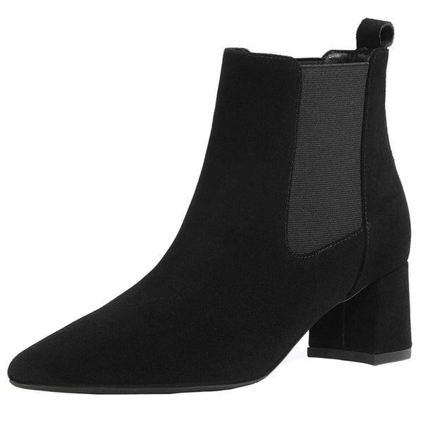 Short Boots Women's Leather Boots Boots Women's Boots Thick Heel Mid-heel Boots - ROUTINE FASHION