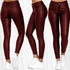 Women's solid color leather casual pants foot pants - ROUTINE FASHION