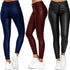 Women's solid color leather casual pants foot pants - ROUTINE FASHION