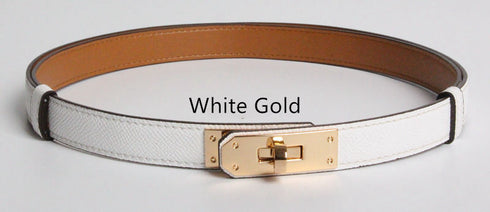 High Quality Women Real Leather 1.8cm Width Belts Golden - ROUTINE FASHION