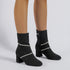 Chunky Mid Heel Boots With Rhinestone Chain Design Shoes For Women - ROUTINE FASHION