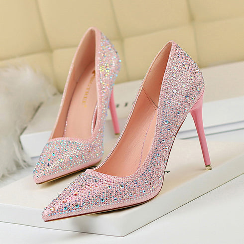 Spring High Heel Women's Wedding Shoes With Crystal Evening Dress Bridal Shoes - ROUTINE FASHION