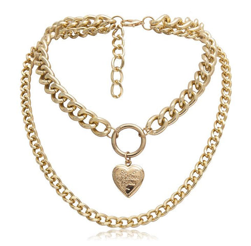 Metal Heart Choker Necklace For Women - ROUTINE FASHION
