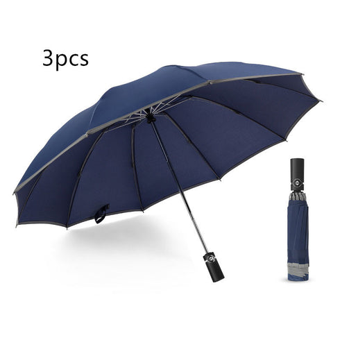 Inverted Umbrella Travel Portable Windproof Folding Umbrella,10Ribs Auto  Close Umbrella,Reflective Stripes For Night Safety - ROUTINE FASHION
