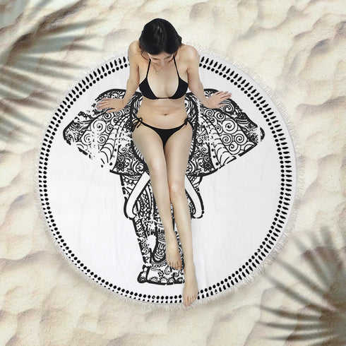 Fringed beach towel round bath towel beach towel - ROUTINE FASHION