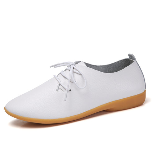 Little white shoes women flat British style - ROUTINE FASHION