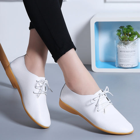 Little white shoes women flat British style - ROUTINE FASHION