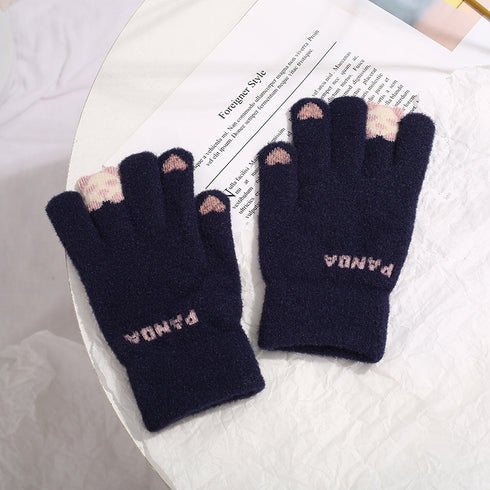 Knitted Gloves Touchscreen Winter Cute Panda Warm Goves For Cycling Women - ROUTINE FASHION