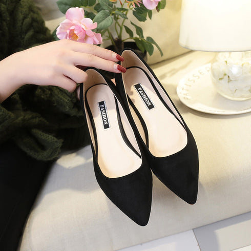 NAUSK New Women Suede Flats Fashion High Quality Basic Mixed Colors Pointy Toe Ballerina Ballet Flat Slip On Shoes - ROUTINE FASHION