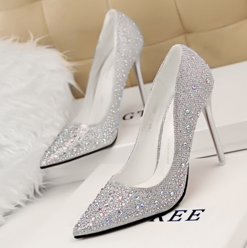 Spring High Heel Women's Wedding Shoes With Crystal Evening Dress Bridal Shoes - ROUTINE FASHION