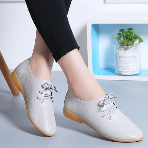 Little white shoes women flat British style - ROUTINE FASHION