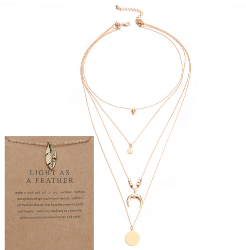 Multi-layer Moon Pendant Necklaces for Women Bohemian Wafer Elegant Necklace - ROUTINE FASHION