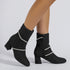 Chunky Mid Heel Boots With Rhinestone Chain Design Shoes For Women - ROUTINE FASHION