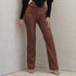 Fashion Pocketed PU Bag Hip Fleece Straight Leg Pants Leather Pants - ROUTINE FASHION