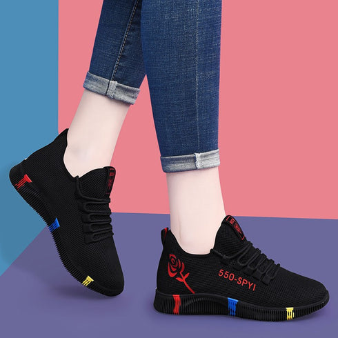 Breathable Women Tennis Shoes Outdoor Air Mesh Fitness Fabric Sock Sneakers - ROUTINE FASHION