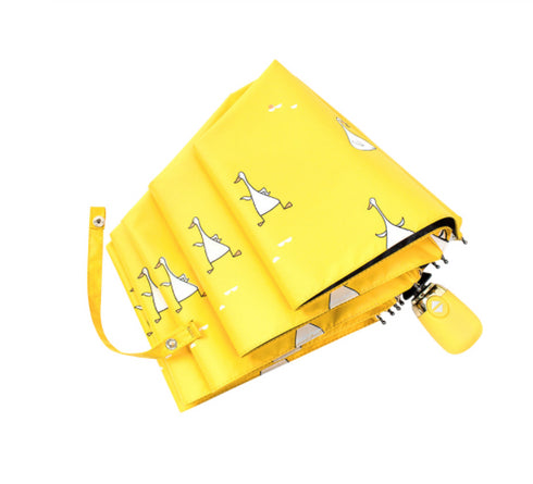 Cartoon Duck Design Automatic Umbrella Yellow Windproof UV Protect Umbrella For Women Girl Sunny And Rainy Folding Umbrellas - ROUTINE FASHION