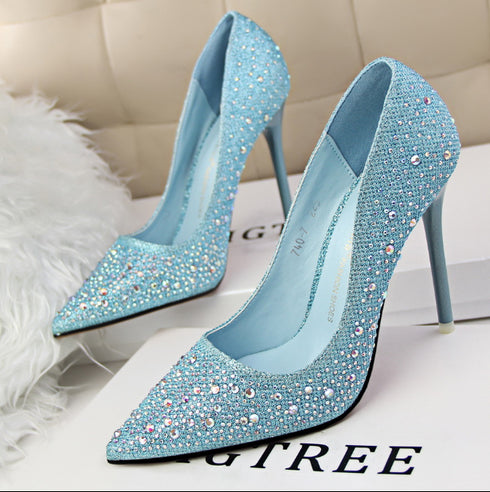 Spring High Heel Women's Wedding Shoes With Crystal Evening Dress Bridal Shoes - ROUTINE FASHION