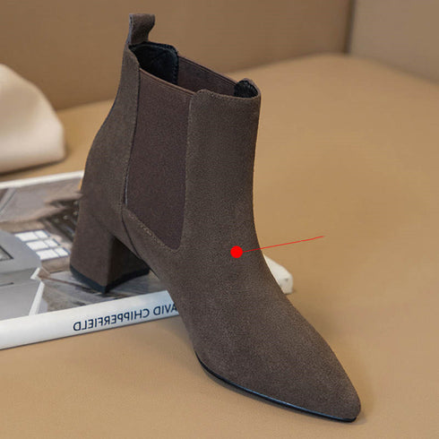 Short Boots Women's Leather Boots Boots Women's Boots Thick Heel Mid-heel Boots - ROUTINE FASHION