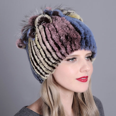 Woven Women's Fur Hats Warm And Thick Warmth Ladies Colorful Knitted Hats - ROUTINE FASHION