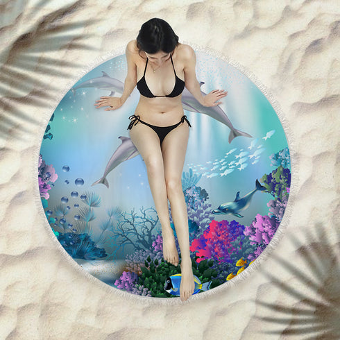 Fringed beach towel round bath towel beach towel - ROUTINE FASHION