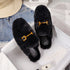 Fur Half Slippers Female Baotou Lazy People Wear Mules Outside - ROUTINE FASHION