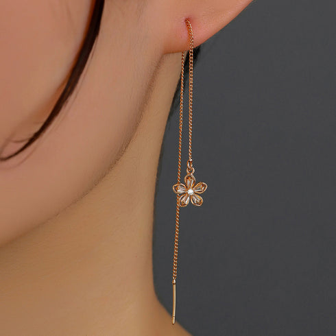 Gold Floral Copper Hardware Tassel Earring Earrings - ROUTINE FASHION