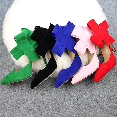 Big Bow Pumps Women Thin High Heel Shoes For Party Festival - ROUTINE FASHION