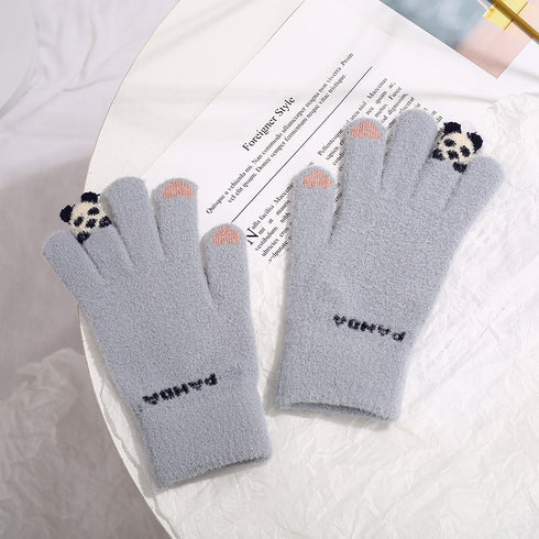 Knitted Gloves Touchscreen Winter Cute Panda Warm Goves For Cycling Women - ROUTINE FASHION