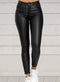Pure Color PU Sexy Leather Pants Casual Feet Pants Women - ROUTINE FASHION