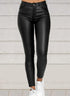 Pure Color PU Sexy Leather Pants Casual Feet Pants Women - ROUTINE FASHION