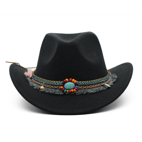 Cowboy Hats Curled Felt Riding Men And Women - ROUTINE FASHION