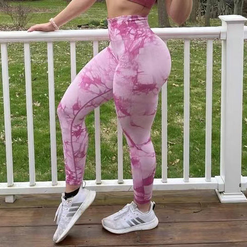 Tie Dye Leggings Women Fitness Yoga Pants Seamless Push Up Workout Tights Gym Sports Legging - ROUTINE FASHION