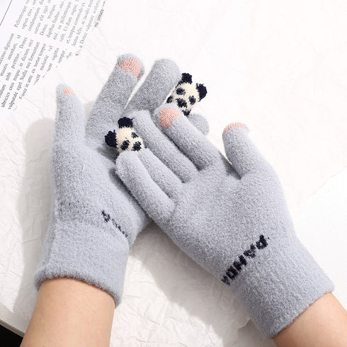 Knitted Gloves Touchscreen Winter Cute Panda Warm Goves For Cycling Women - ROUTINE FASHION