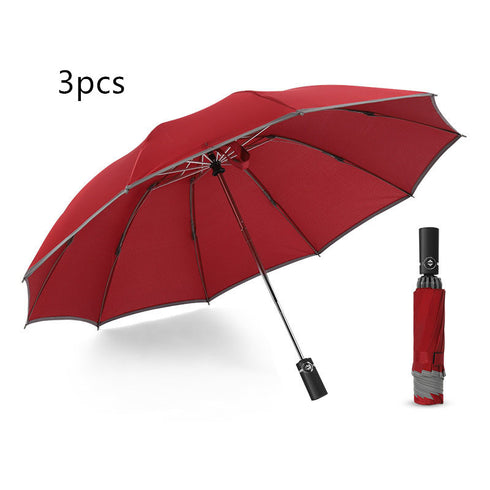 Inverted Umbrella Travel Portable Windproof Folding Umbrella,10Ribs Auto  Close Umbrella,Reflective Stripes For Night Safety - ROUTINE FASHION