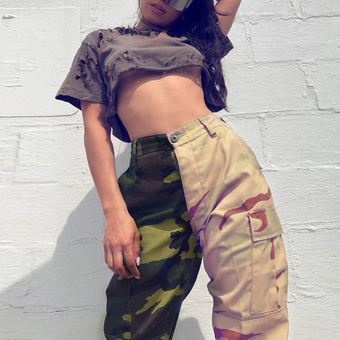 Sexy Pocket Cargo Pants for Women's Clash Camo Casual Pants - ROUTINE FASHION
