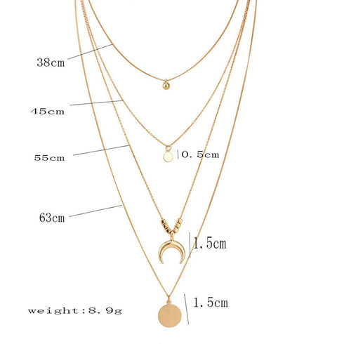 Multi-layer Moon Pendant Necklaces for Women Bohemian Wafer Elegant Necklace - ROUTINE FASHION