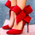 Big Bow Pumps Women Thin High Heel Shoes For Party Festival - ROUTINE FASHION