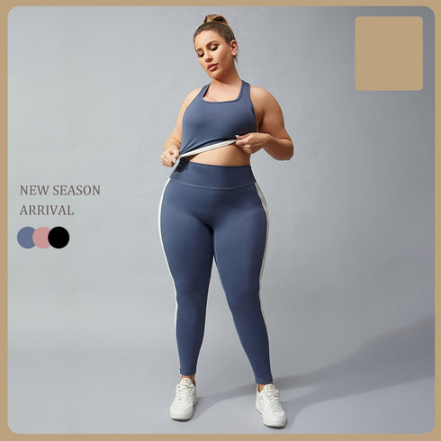 Running Yoga Racerback Type Nude Contrast Fitness Pants For Women - ROUTINE FASHION