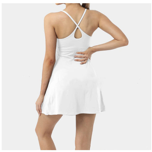 Tennis Dress Women Slip Dresses Sport Halter Skirt Shorts - ROUTINE FASHION