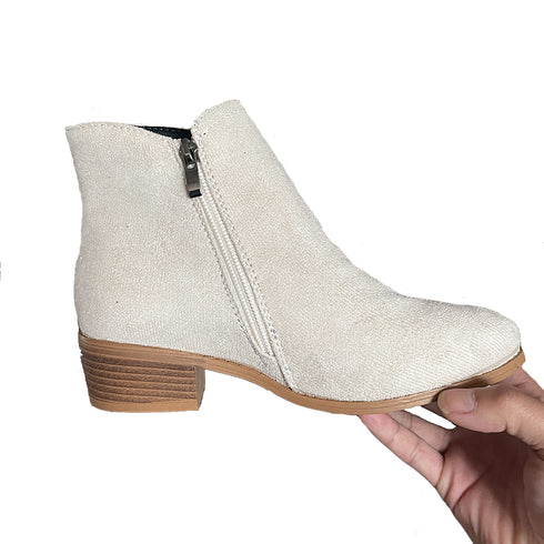 Ankle Boots For Women Low Heels Side Zipper Shoes - ROUTINE FASHION