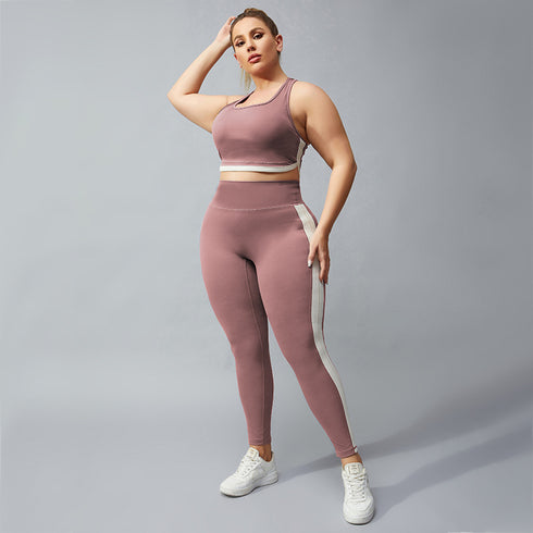 Running Yoga Racerback Type Nude Contrast Fitness Pants For Women - ROUTINE FASHION