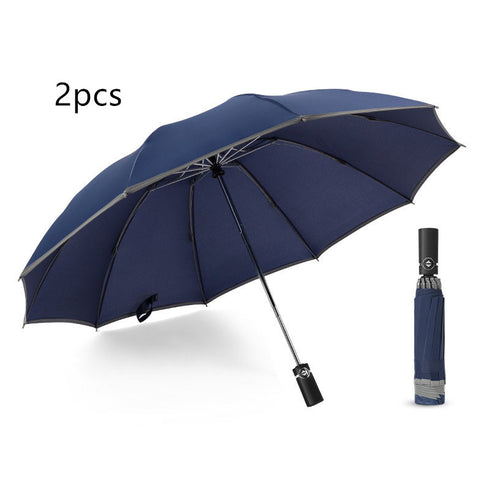 Inverted Umbrella Travel Portable Windproof Folding Umbrella,10Ribs Auto  Close Umbrella,Reflective Stripes For Night Safety - ROUTINE FASHION