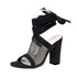 Women Sandals Bandage Flock Cross Strap Lace Up High Heels Sandal - ROUTINE FASHION