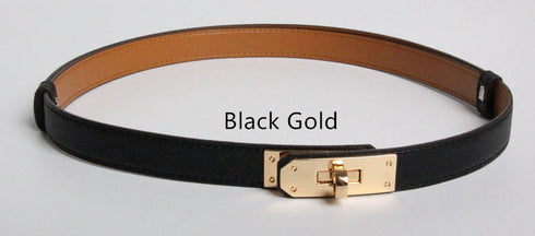 High Quality Women Real Leather 1.8cm Width Belts Golden - ROUTINE FASHION