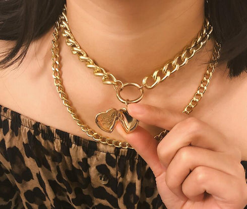 Metal Heart Choker Necklace For Women - ROUTINE FASHION