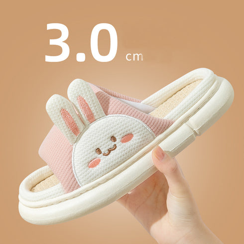 Cute Rabbit Slippers Linen House Shoes For Women - ROUTINE FASHION